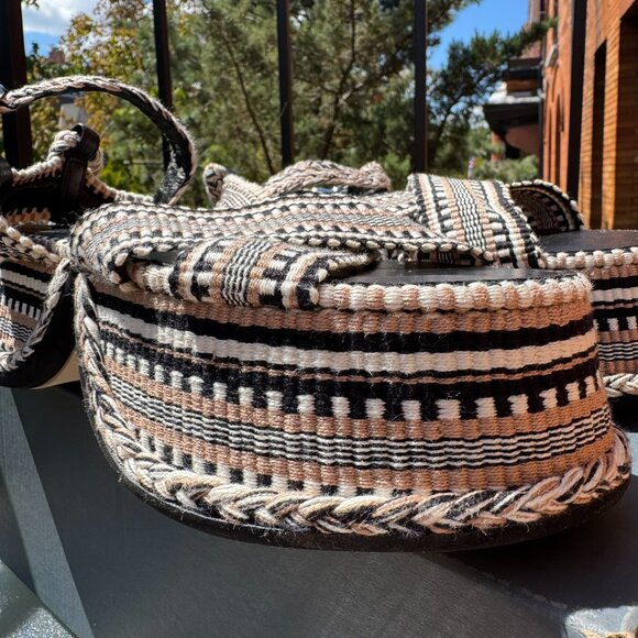 New Amambaih Beatriz Wrap Platform Sandals Black Tan Cream Free People 9/39 - Picture 8 of 12